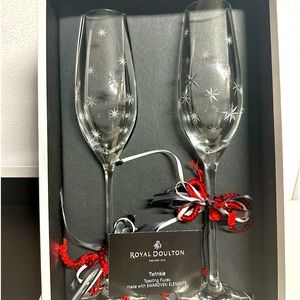 Royal Doulton Twinkle Toasting Flutes Pair Swarovski Elements Collectable NIB